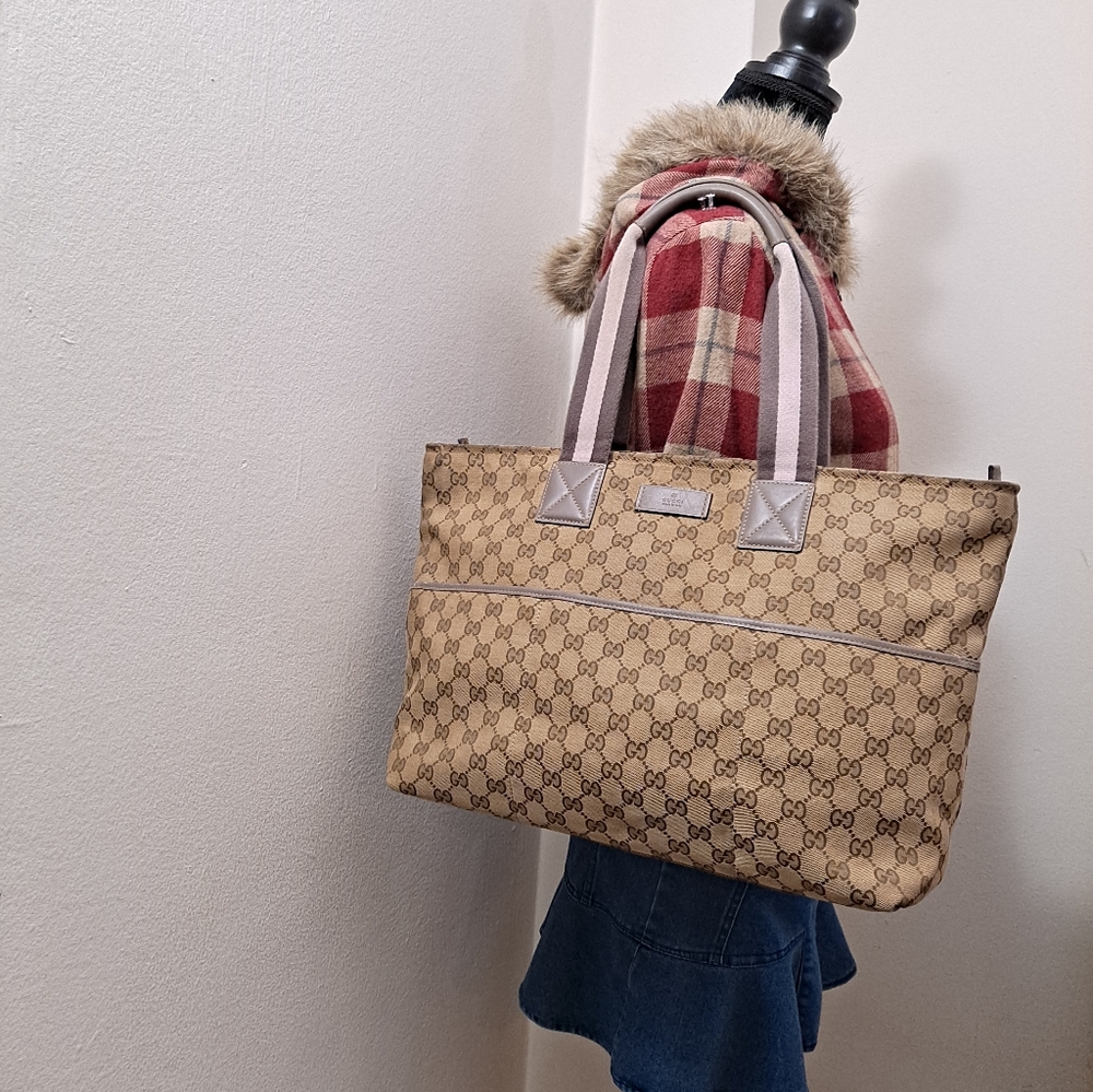 Gucci GG Canvas Diaper Web Strap Tote Bag